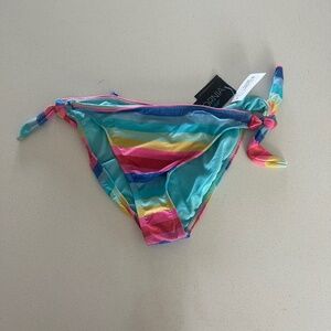 California Waves Rainbow Stripe Side-Tie Bikini Bottom